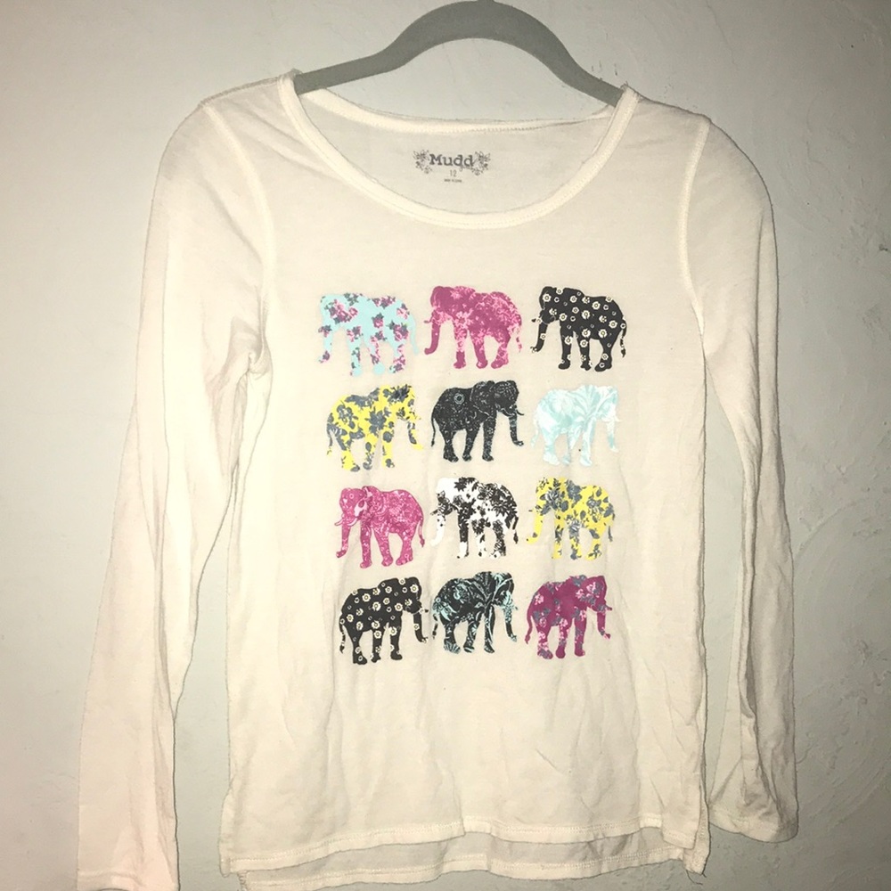 Girls Size 12 Long Sleeve Elephant Shirt 🐘